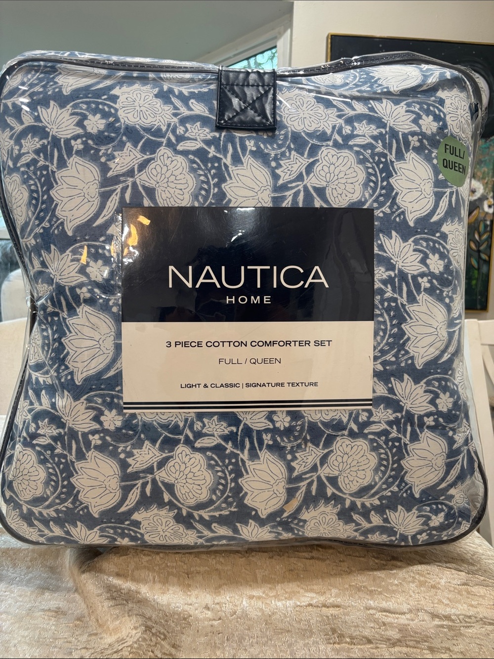Nautica Home Navy and White Floral Cotton Comforter Set
